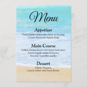 Tropical Summer Beach Wedding Menu Card