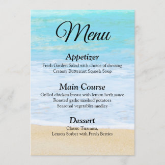 Tropical Summer Beach Wedding Menu Card