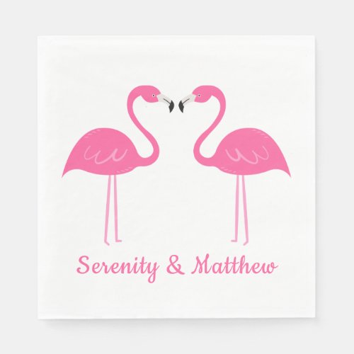 Tropical Summer Beach Wedding Pink Flamingo Napkins