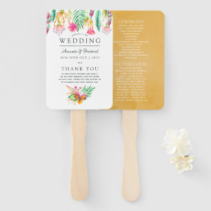 Tropical Summer Beach Wedding Program Hand Fan