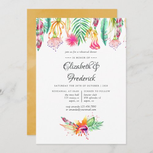 Tropical Summer Beach Wedding Rehearsal Dinner Invitation