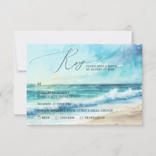Tropical Summer Beach Wedding RSVP Card