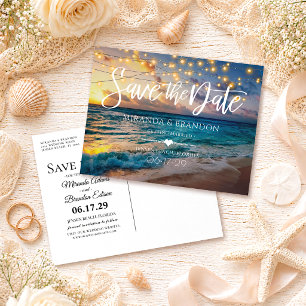 Tropical Summer Beach Wedding Save the Date Announcement Postcard