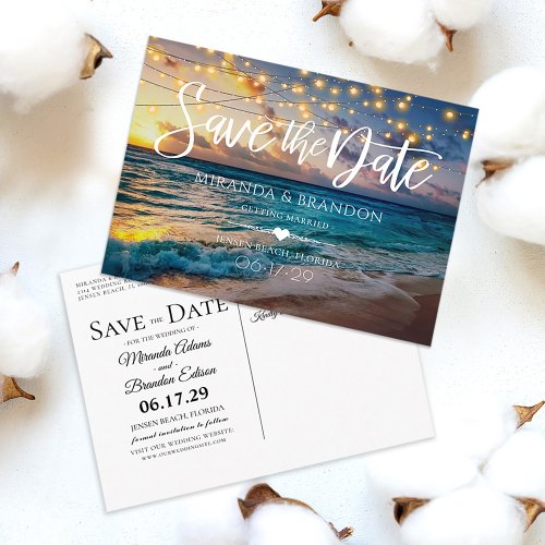 Tropical Summer Beach Wedding Save the Date Card