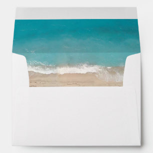 Tropical Summer Beach Wedding with Return Address Envelope