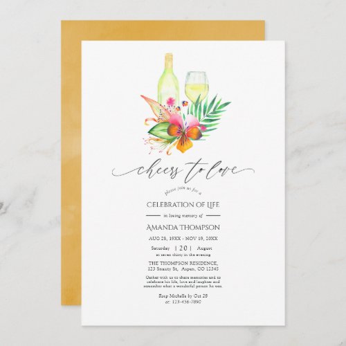 Tropical Summer Beach Wine Celebration of Life Inv Invitation