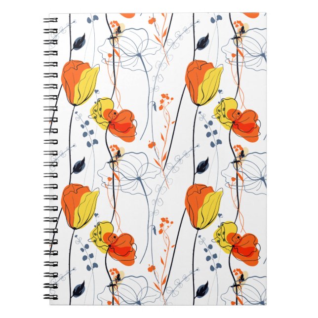 Tropical summer | Beautiful yellow  florals Design Notebook (Front)
