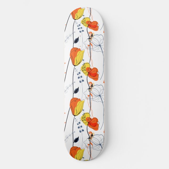 Tropical summer | Beautiful yellow  florals Design Skateboard (Front)