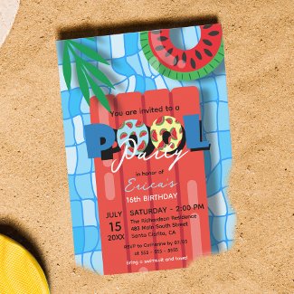Tropical Summer Birthday Celebration Pool Party