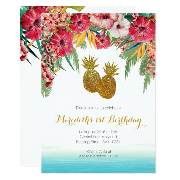 Tropical Summer Birthday Invitation