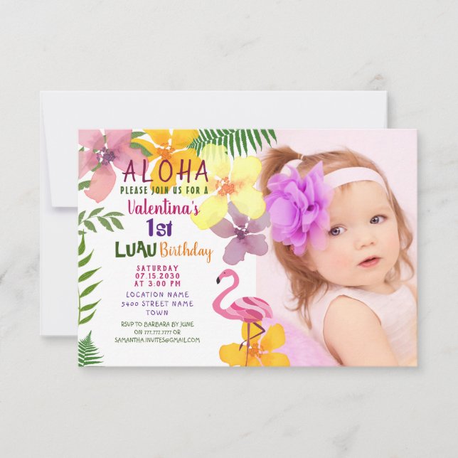 Tropical Summer Birthday Invitation (Front)