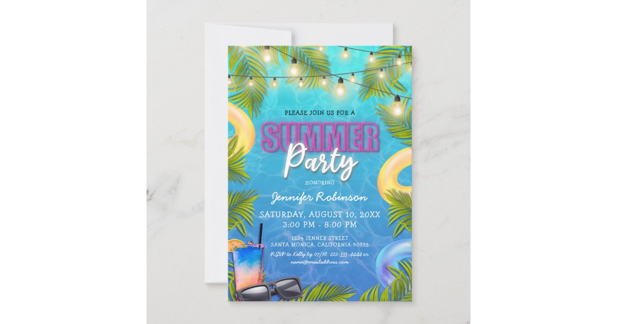 Tropical Summer Birthday Party Invitation | Zazzle