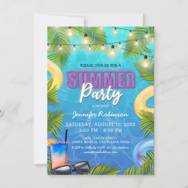 Tropical Summer Birthday Party Invitation | Zazzle