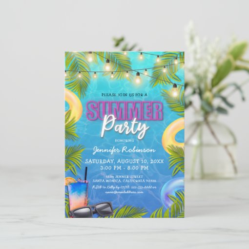 Tropical Summer Birthday Party Invitation | Zazzle