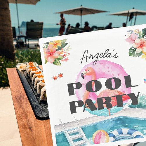 Tropical Summer Birthday Pool Party Napkins