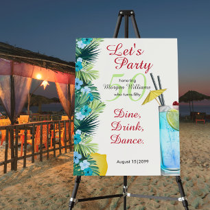 Tropical Summer Blue Cocktail 50th Birthday Party Foam Board