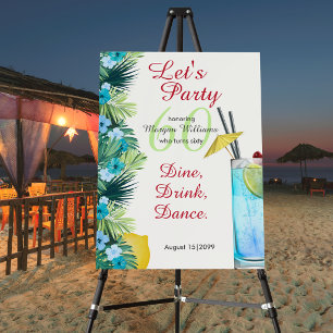 Tropical Summer Blue Cocktail 60th Birthday Party Foam Board