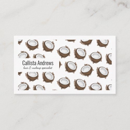 Tropical Summer Brown White Coconut Fruit Pattern Business Card