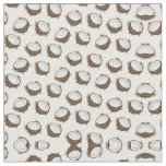Tropical Summer Brown White Coconut Fruit Pattern Fabric