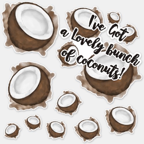 Tropical Summer Brown White Coconut Fruit Quote Sticker