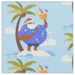 tropical summer christmas vacation black santa fabric