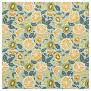 Tropical Summer Citrus Kiwi Cotton Fabric