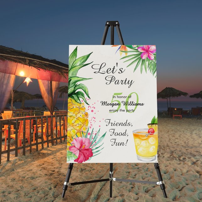 Tropical Summer Cocktail 50th Birthday Party Foam Board (Creator Uploaded)
