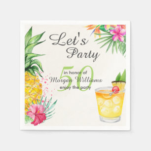 Tropical Summer Cocktail 50th Birthday Party Napkins