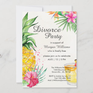 Tropical Summer Cocktail Divorce Support Party Invitation