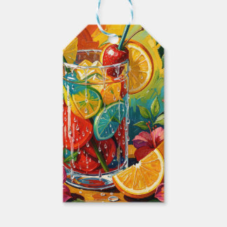Tropical Summer Cocktail Impasto Oil Painting Gift Tags