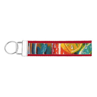 Tropical Summer Cocktail Impasto Oil Painting Wrist Keychain