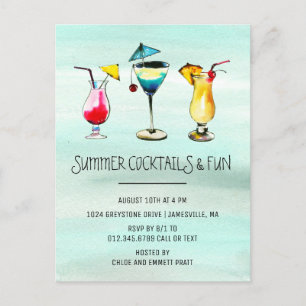 Tropical Summer Cocktail Party Invitation Postcard