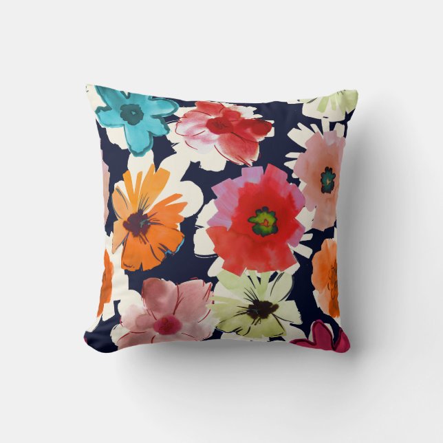 Tropical summer | Colorful florals Design Throw Pillow (Front)