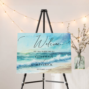 Tropical Summer Costal Beach Wedding Welcome Foam Board