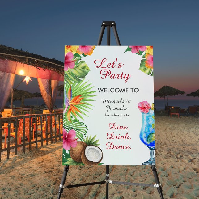 Tropical Summer Couples Friend Joint Birthday Foam Board (Creator Uploaded)