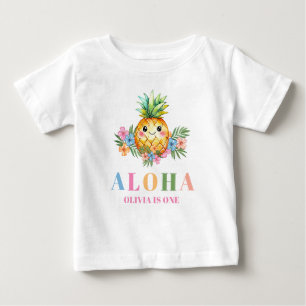Tropical Summer Cute Pineapple 1st Birthday Party Baby T-Shirt