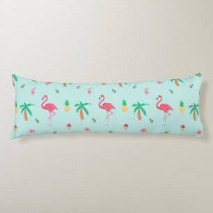 Tropical Summer Flamingo Blue Bedroom Collection Body Pillow