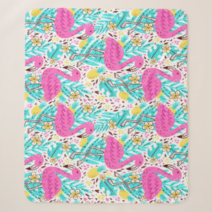 Tropical Summer Flamingo: Bright Pattern Elements Sherpa Blanket