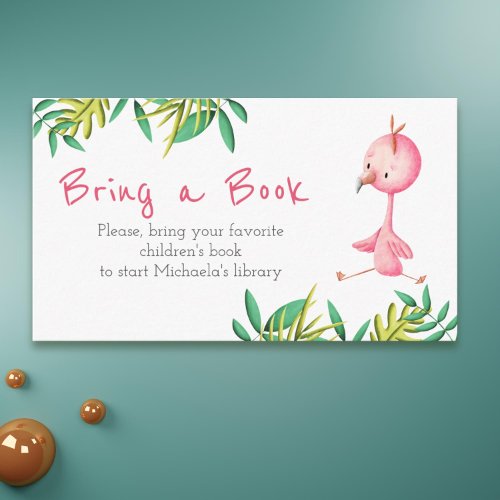 Tropical Summer Flamingo Bring a Book  Enclosure Card