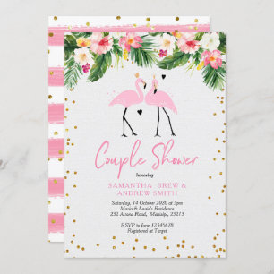 Tropical Summer Flamingo Couple Shower Invitation