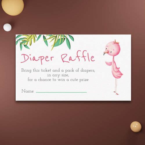 Tropical Summer Flamingo Diaper Raffle Enclosure Card