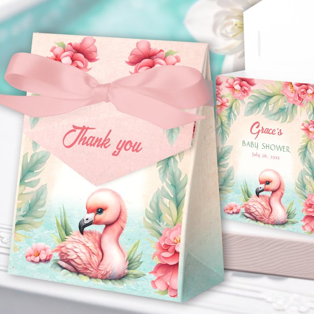 Tropical Summer Flamingo Girl Baby Shower Tent Favor Boxes (Tropical Summer Flamingo Girl Baby Shower Tent Favor Boxes)