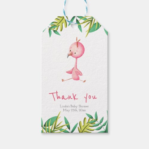 Tropical Summer Flamingo Personalized Thank You Gift Tags