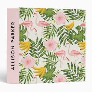 Tropical Summer Flamingo Pink Personalized Binder