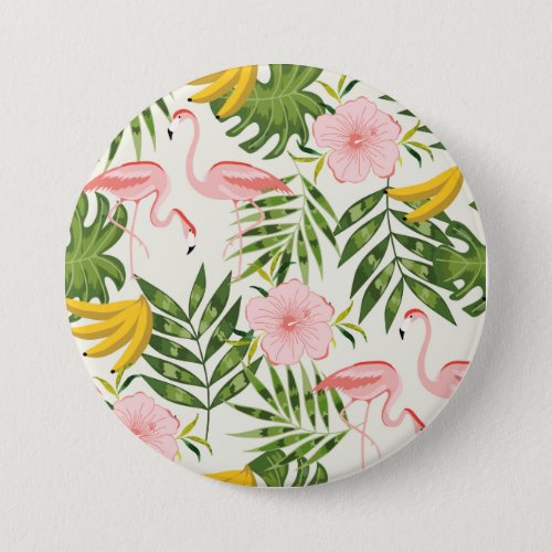 Tropical Summer Flamingo Round Button