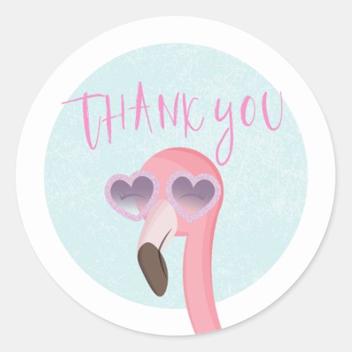 Tropical Summer Flamingo Thank You Favor Sticker