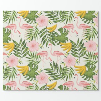 Tropical Summer Flamingo Wrapping Paper