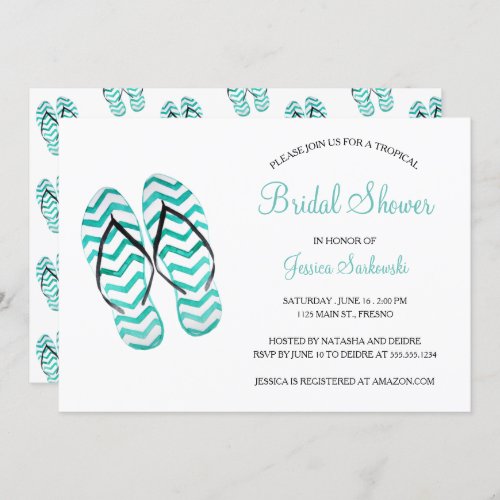 Tropical Summer Flip Flops Bridal Shower Invitation