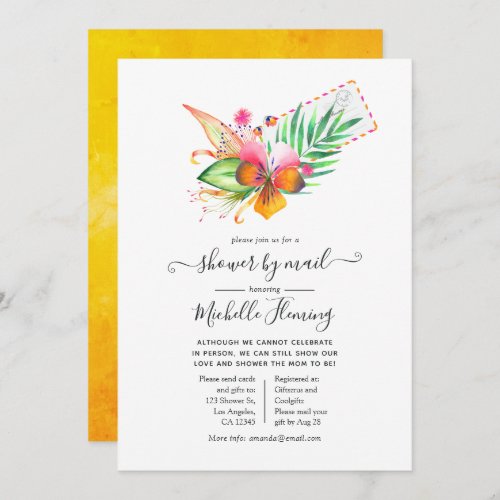 Tropical Summer Floral Baby Shower by Mail Invitation