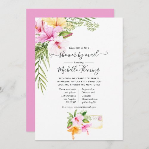 Tropical Summer Floral Baby Shower by Mail Invitation